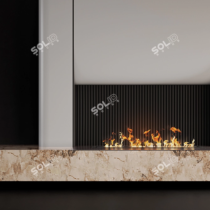 Contemporary Fireplace Wall with Marble 3D model image 5