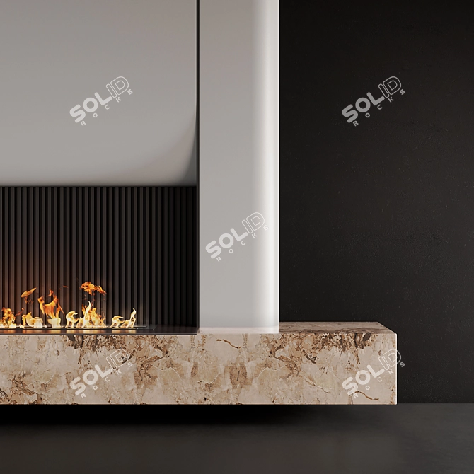 Contemporary Fireplace Wall with Marble 3D model image 6