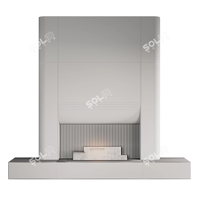 Contemporary Fireplace Wall with Marble 3D model image 7