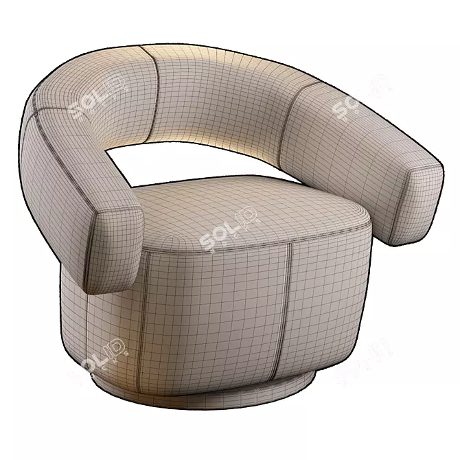 Cream Swivel Armchair by Kare 3D model image 2