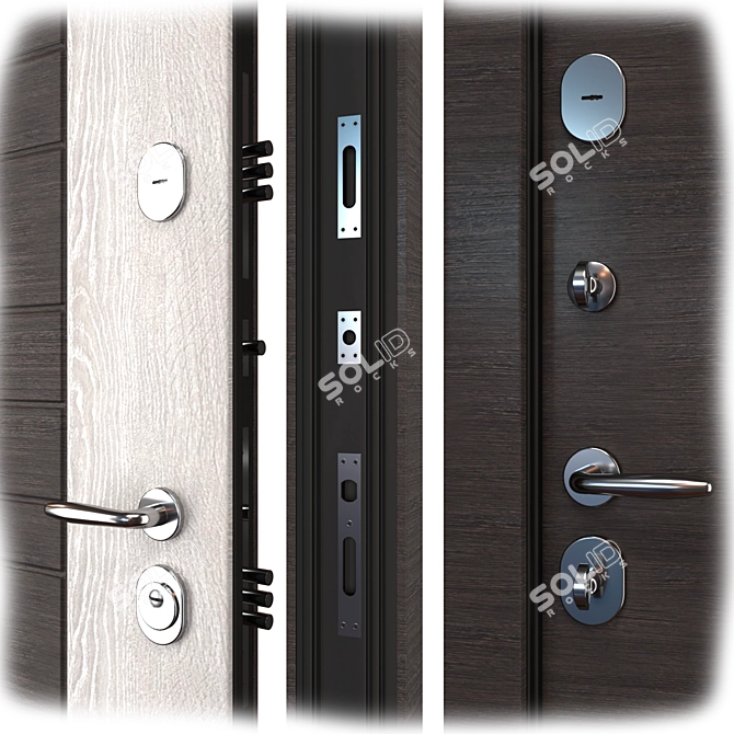 Modern Metal Entry Door Set 3D model image 2