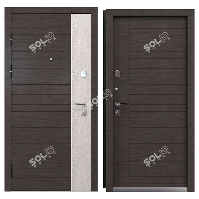 Modern Metal Entry Door Set 3D model image 3