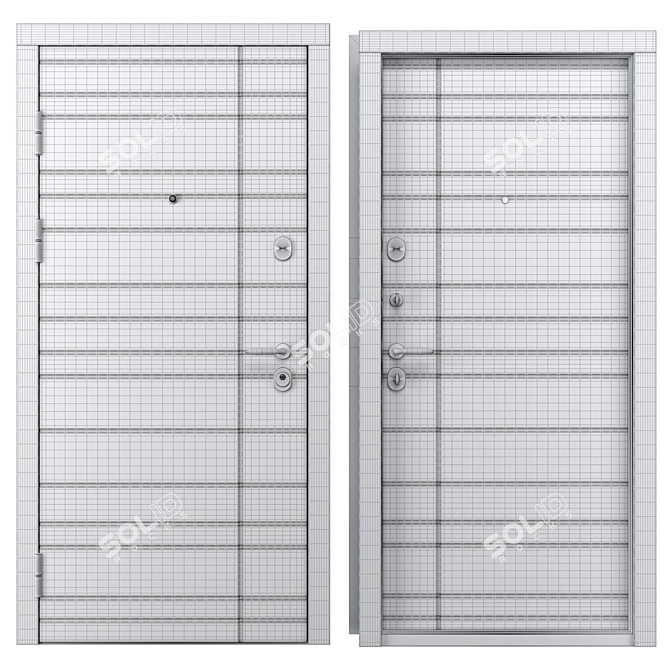 Modern Metal Entry Door Set 3D model image 4