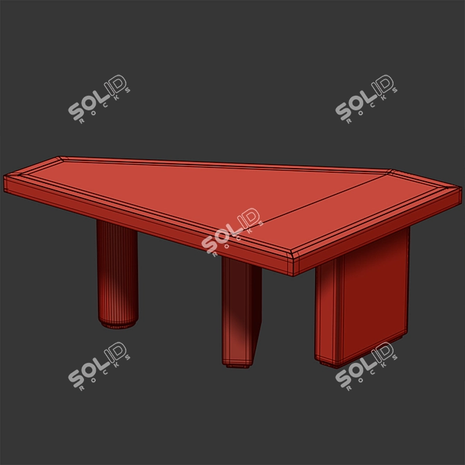 Marble-Top Brushed Oak Side Table 3D model image 2