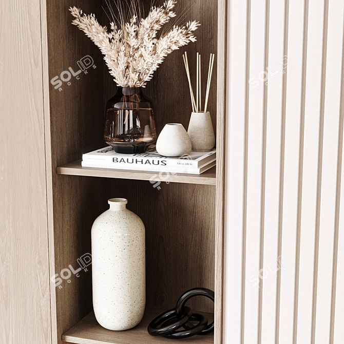 Modern Wood Bookshelf Organizer Stand 3D model image 2