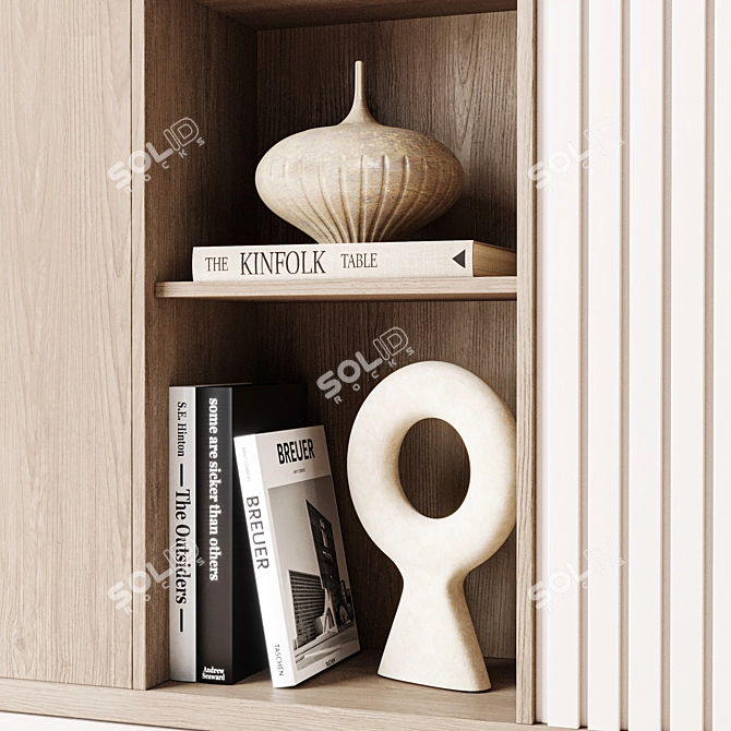 Modern Wood Bookshelf Organizer Stand 3D model image 4