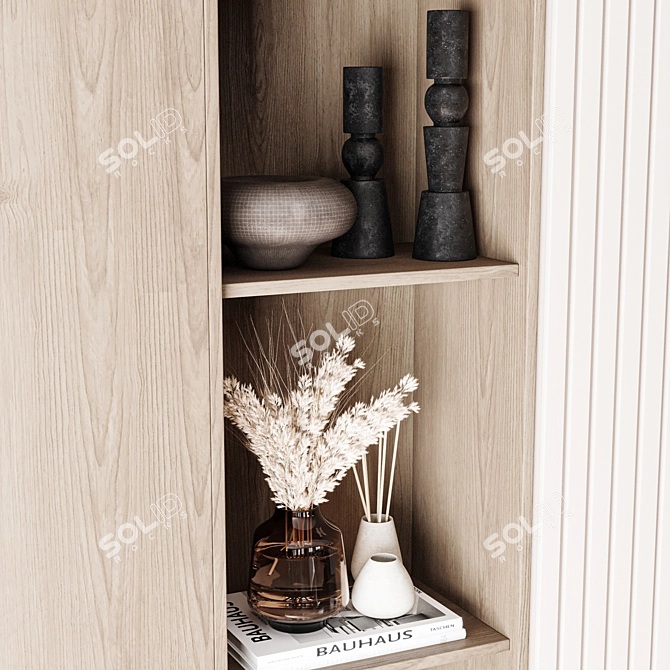 Modern Wood Bookshelf Organizer Stand 3D model image 5