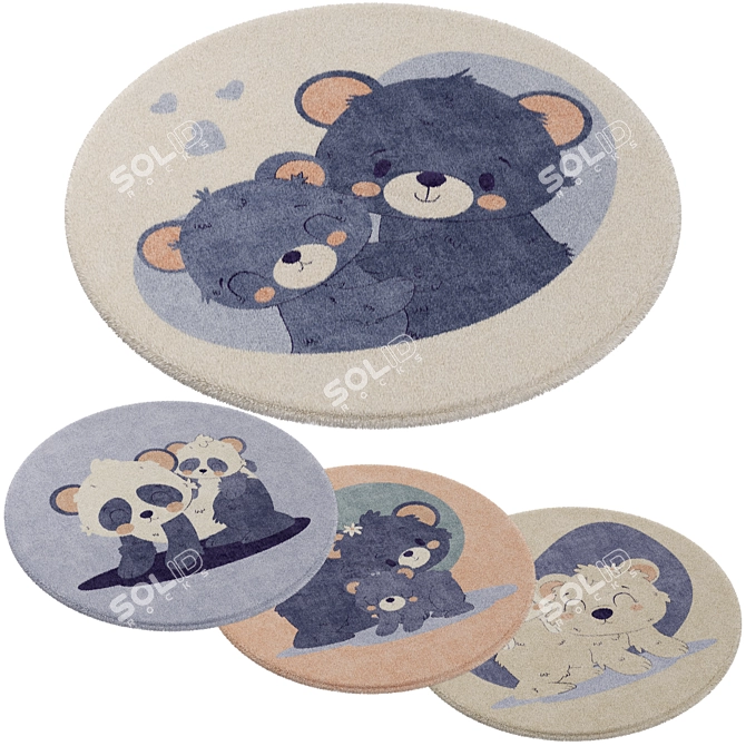 Bright Kids Rug Set: Ø950mm 3D model image 1