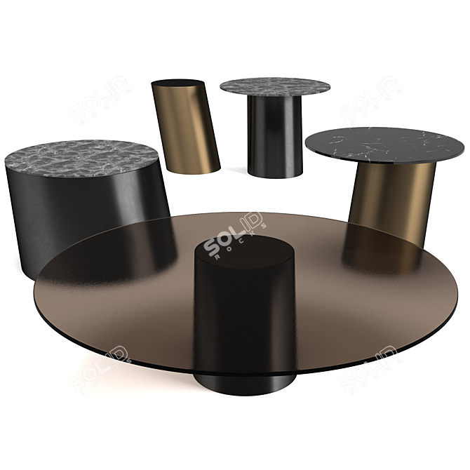Contemporary Pisa Coffee Tables Set 3D model image 1