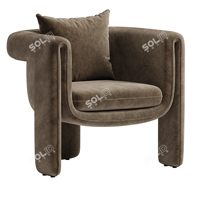 Bohemian Henna Fabric Armchair 3D model image 2