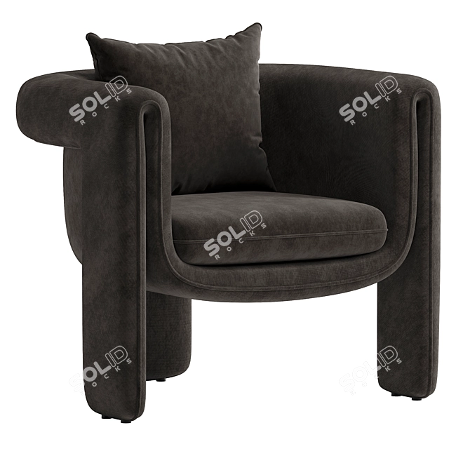 Bohemian Henna Fabric Armchair 3D model image 4