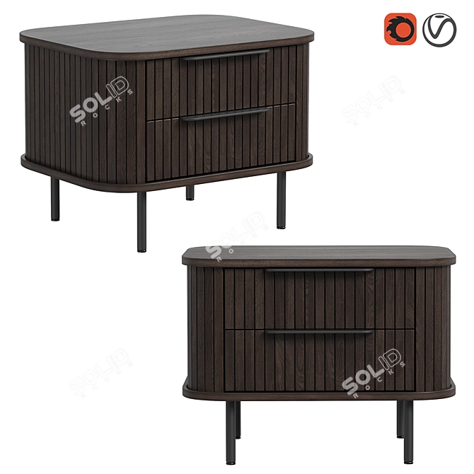 Modern Oak Bedside Table Glide 3D model image 1