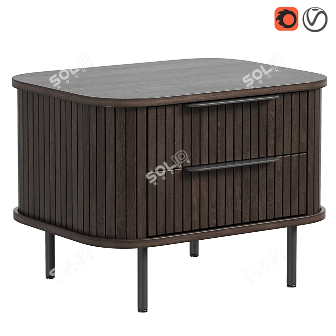 Modern Oak Bedside Table Glide 3D model image 8