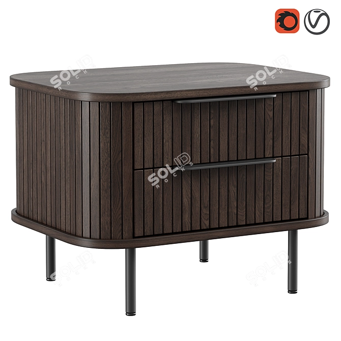 Modern Oak Bedside Table Glide 3D model image 13