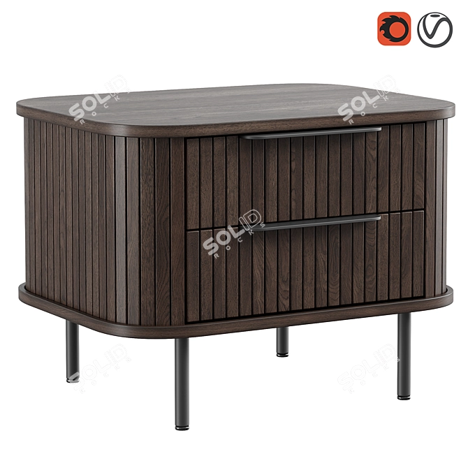 Modern Oak Bedside Table Glide 3D model image 14