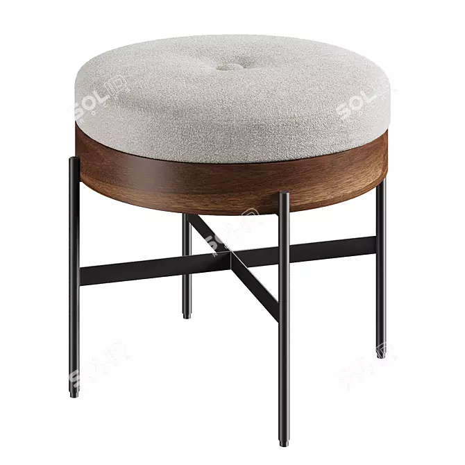 Modern Industrial Ottoman, Durable Fabric 3D model image 1