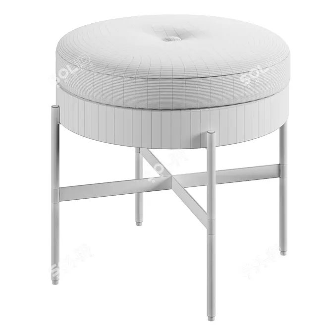 Modern Industrial Ottoman, Durable Fabric 3D model image 2