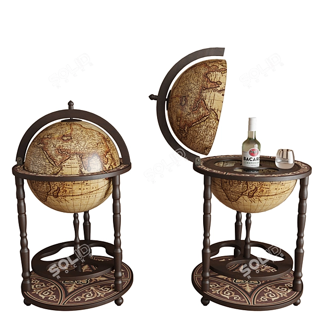 Global Bar Globe Stand Smooth 3D model image 1