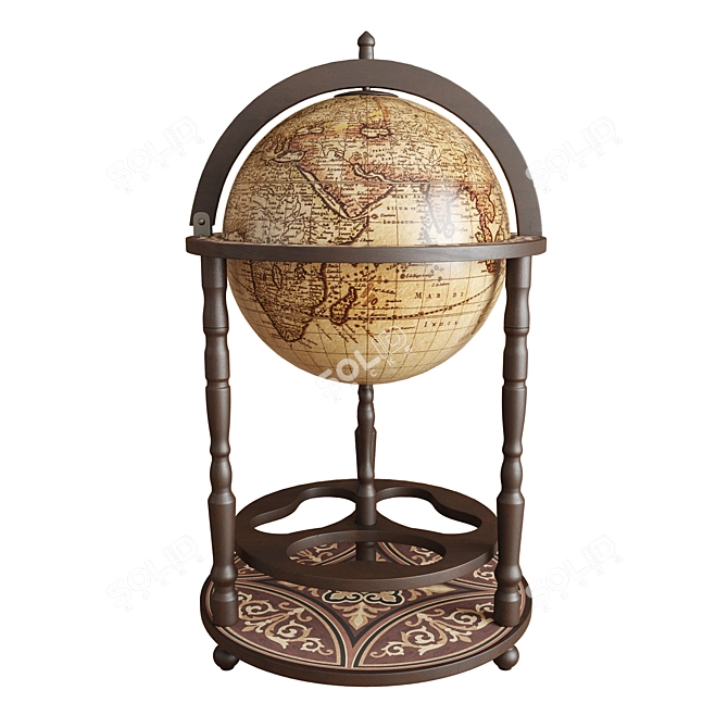 Global Bar Globe Stand Smooth 3D model image 2