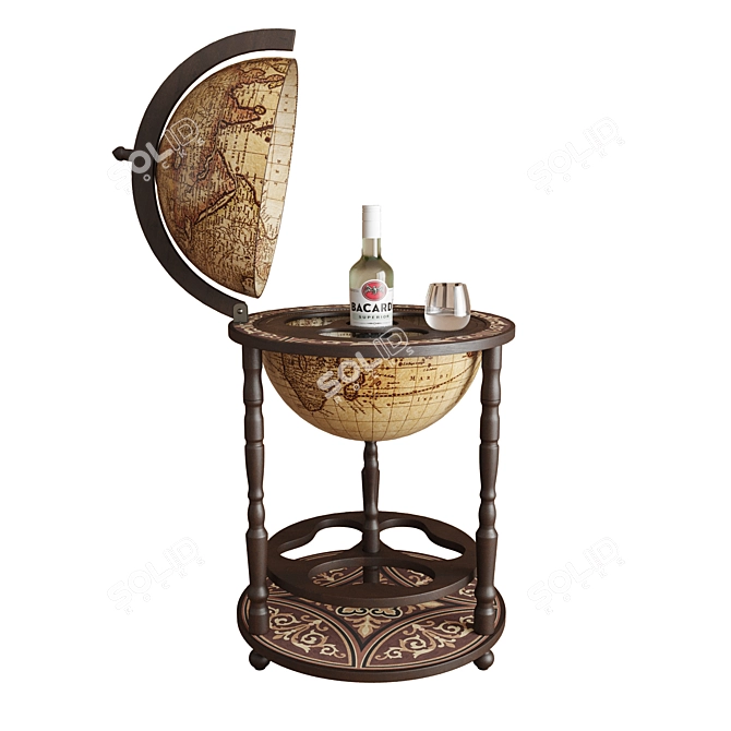 Global Bar Globe Stand Smooth 3D model image 3