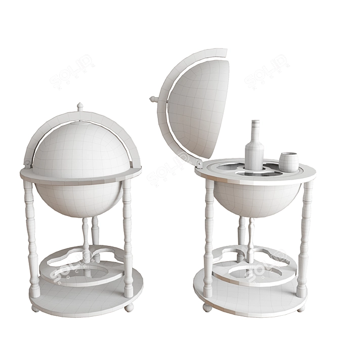 Global Bar Globe Stand Smooth 3D model image 4