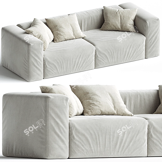 Cozy 2-Seater Sectional Sofa 3D model image 1