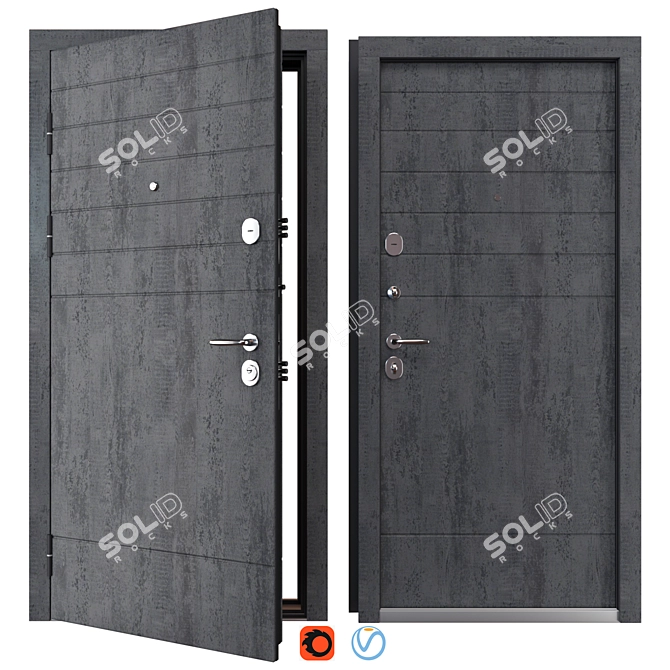 Stella Metal Entry Door Set 3D model image 1