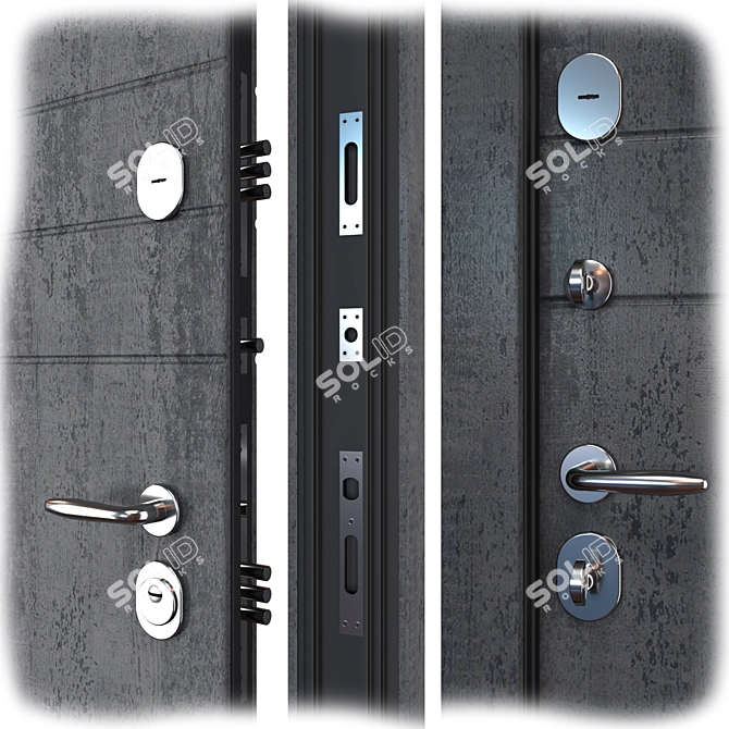 Stella Metal Entry Door Set 3D model image 2