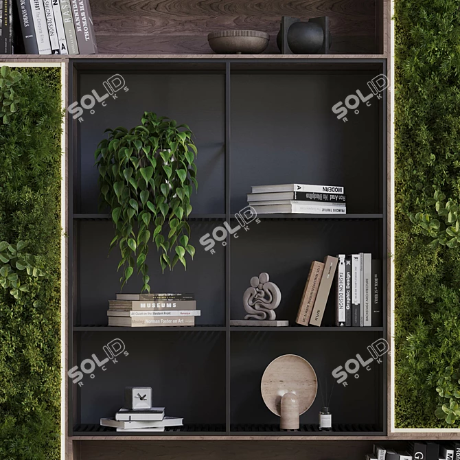 Metal Shelves with Plants & Books 3D model image 6