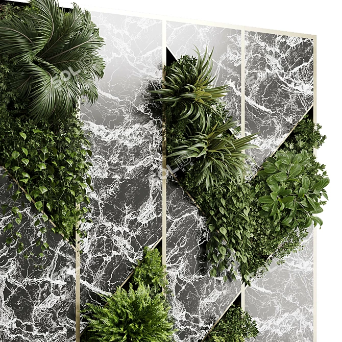 Marble & Metal Indoor Plant Wall 3D model image 5