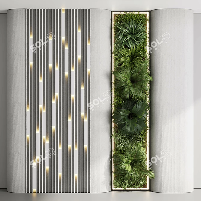 Concrete Framed Vertical Plant Set 3D model image 2