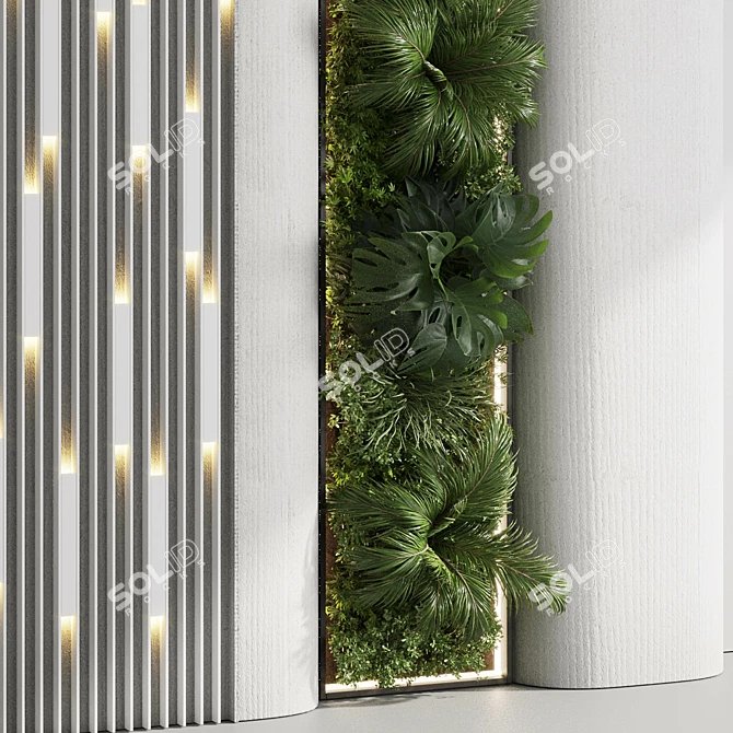 Concrete Framed Vertical Plant Set 3D model image 5