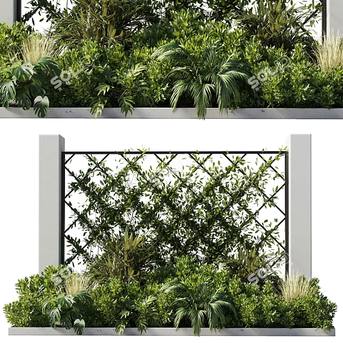 Garden Ivy Fence Set 3D 3D model image 1