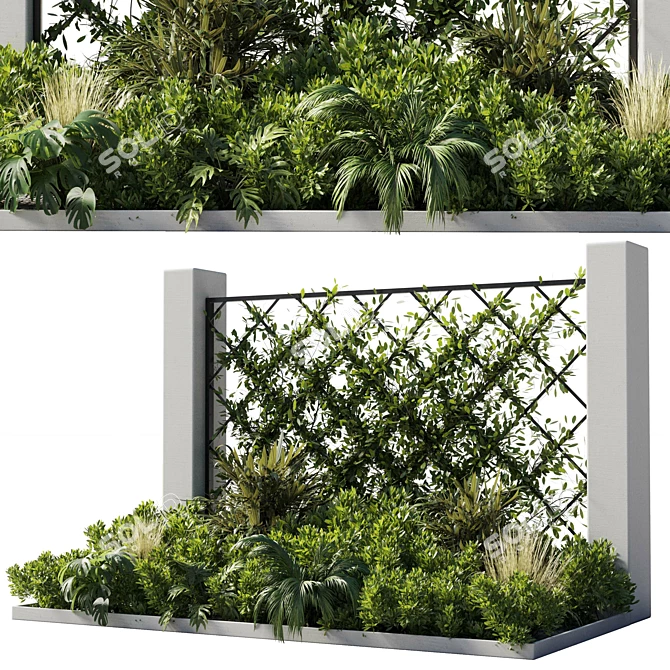 Garden Ivy Fence Set 3D 3D model image 2