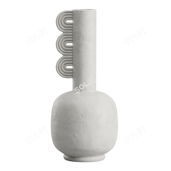 Gray Vases with Dry Palm 3D model image 6