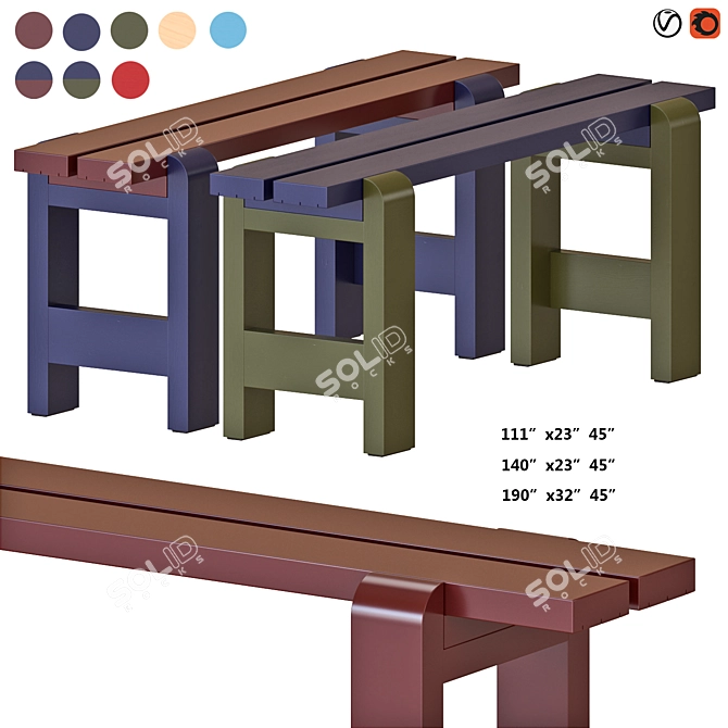 Modern Hay Weekday Bench Collection 3D model image 1