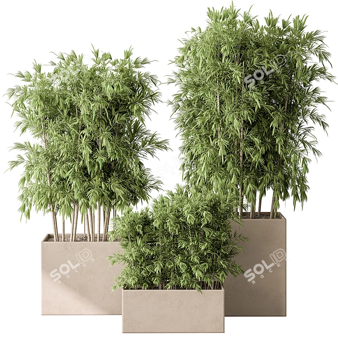 Bamboo Plant Box - Outdoor Greenery 3D model image 1