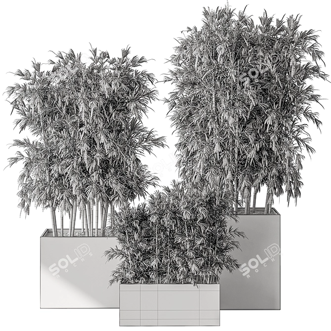 Bamboo Plant Box - Outdoor Greenery 3D model image 4