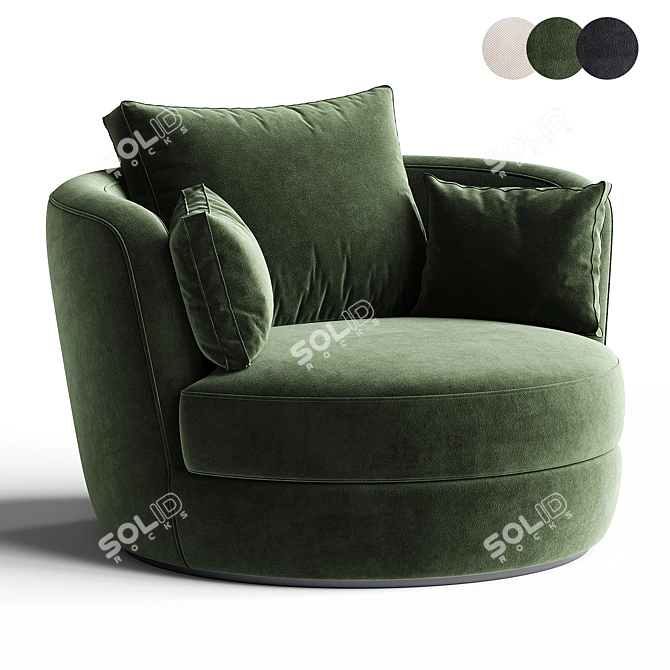 Elegant Upholstered Swivel Barrel Chair 3D model image 1