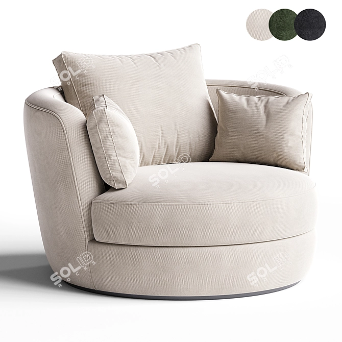 Elegant Upholstered Swivel Barrel Chair 3D model image 2