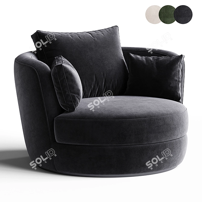 Elegant Upholstered Swivel Barrel Chair 3D model image 3