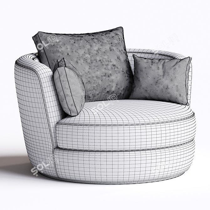 Elegant Upholstered Swivel Barrel Chair 3D model image 4