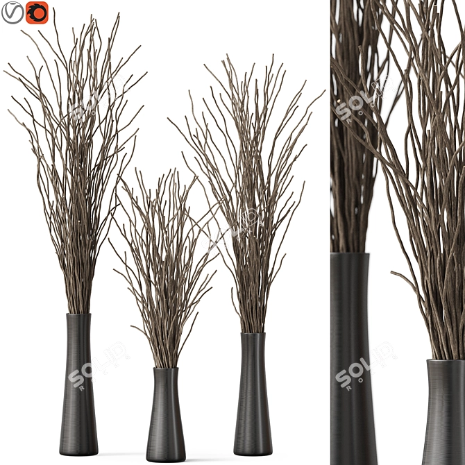 Modern Metal Decorative Branch Display 3D model image 1