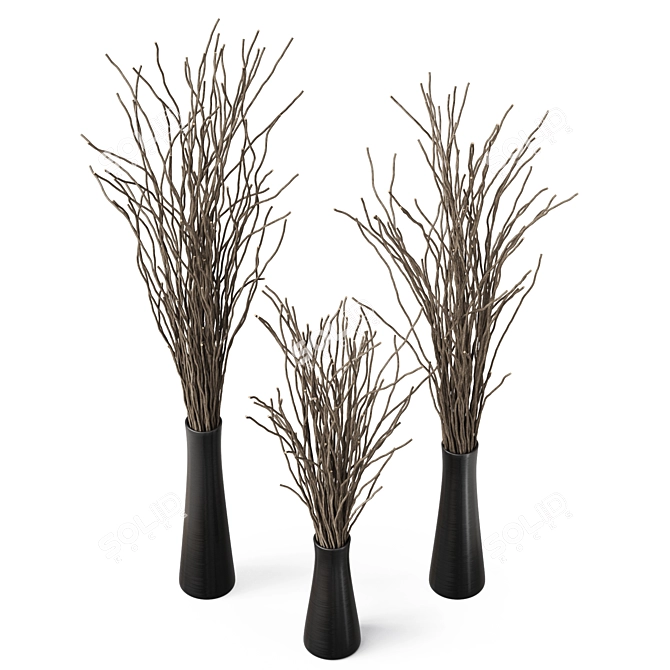 Modern Metal Decorative Branch Display 3D model image 3