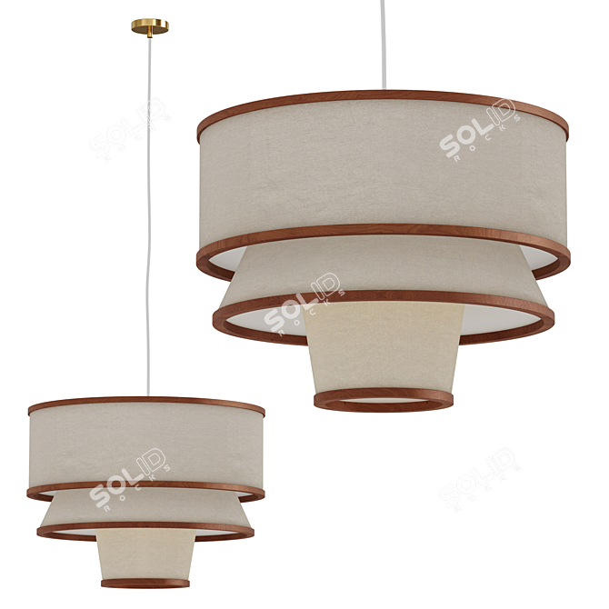 MODERN BRUNA WALNUT PENDANT LIGHT 3D model image 1