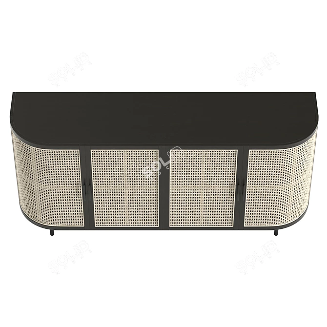 Black Rattan Sideboard, 180 cm 3D model image 3