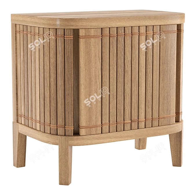 Modern Oak Side Table 62cm 3D model image 1