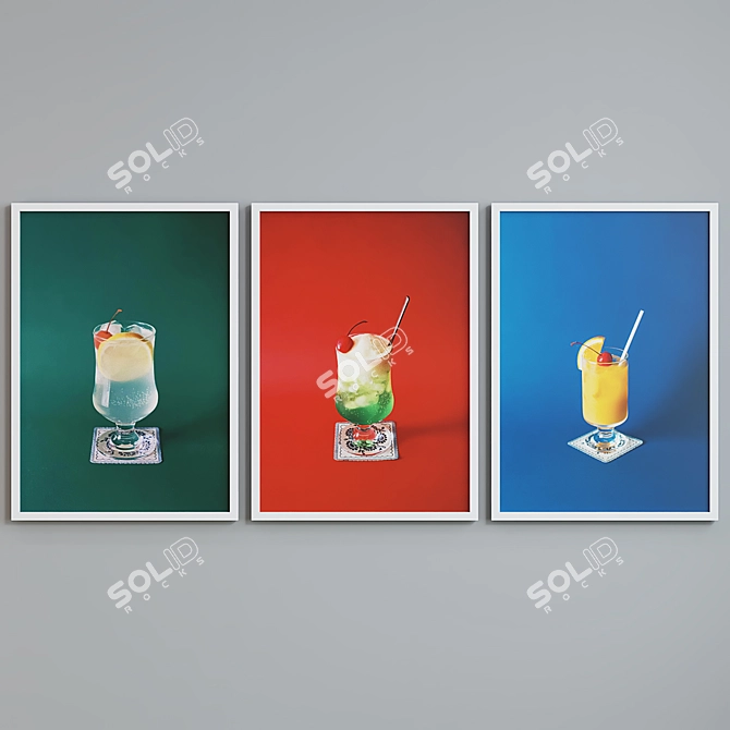 Modern Cocktail Picture Frame Set 3D model image 2