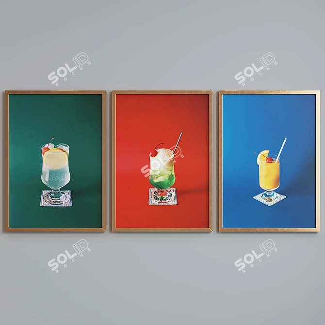 Modern Cocktail Picture Frame Set 3D model image 4