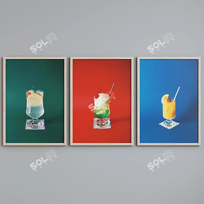 Modern Cocktail Picture Frame Set 3D model image 5